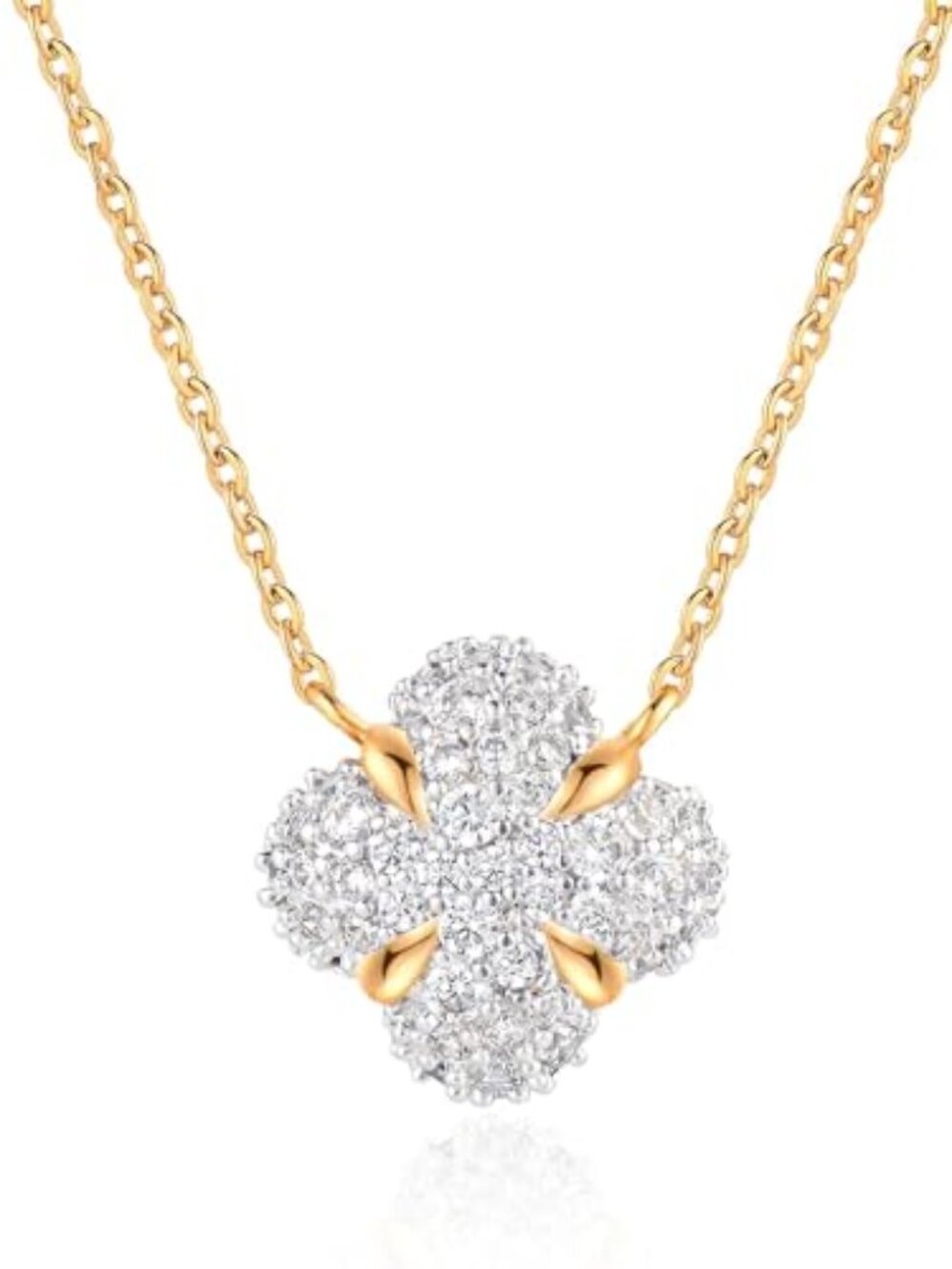 Gold Necklace for Women 14K Gold Plated Simple Chain Cubic Zirconia Pendant